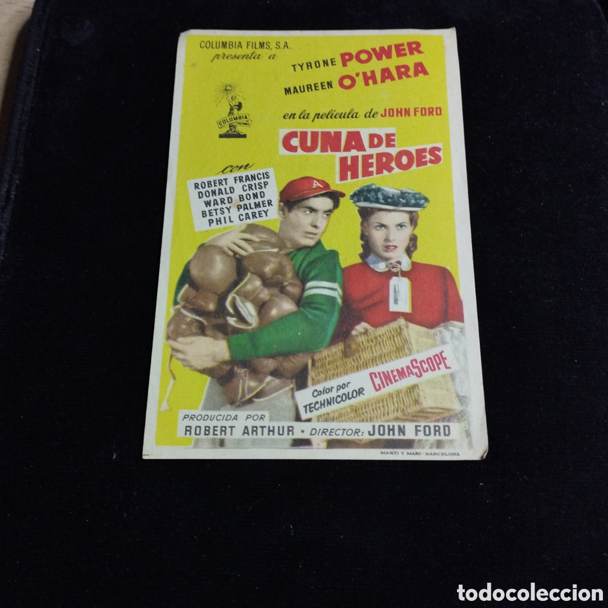 Cine: Programa de cine sencillo. Cuna de h&eacute;roes. Tyrone Power. Maureen O'Hara. 1956. Bohemio y Galileo