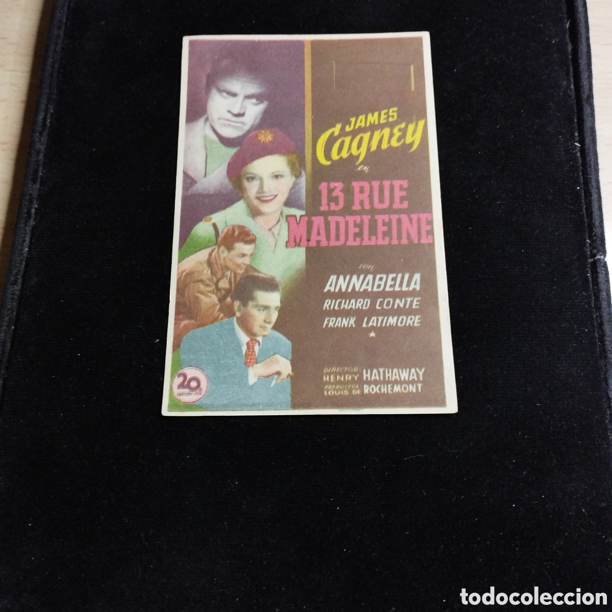 Cine: Programa de cine, sencillo. 13 rue Madeleine. James Cagney. 1948. Castelar y Coliseo