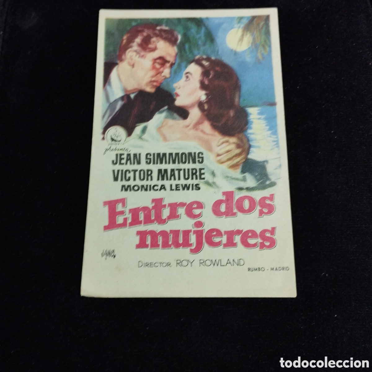 Cine: Programa de cine sencillo. Entre dos mujeres. Jean Simmons. V&iacute;ctor Mature. 1956. Moderno y Monumenta
