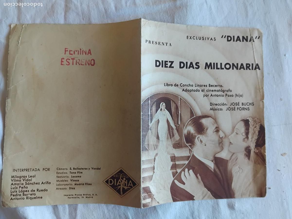 Cine: PROGRAMA DE CINE DOBLE DIEZ DIAS MILLONARIA. CINE FEMINA.