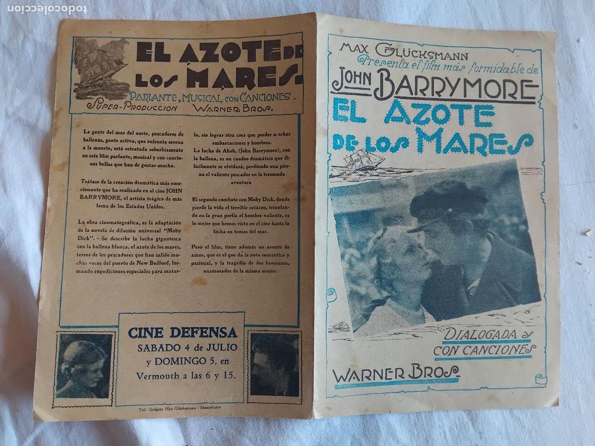 Cine: PROGRAMA DE CINE DOBLE EL AZOTE DE LOS MARES.. CINE DEFENSA MONTEVIDEO. - Foto 1
