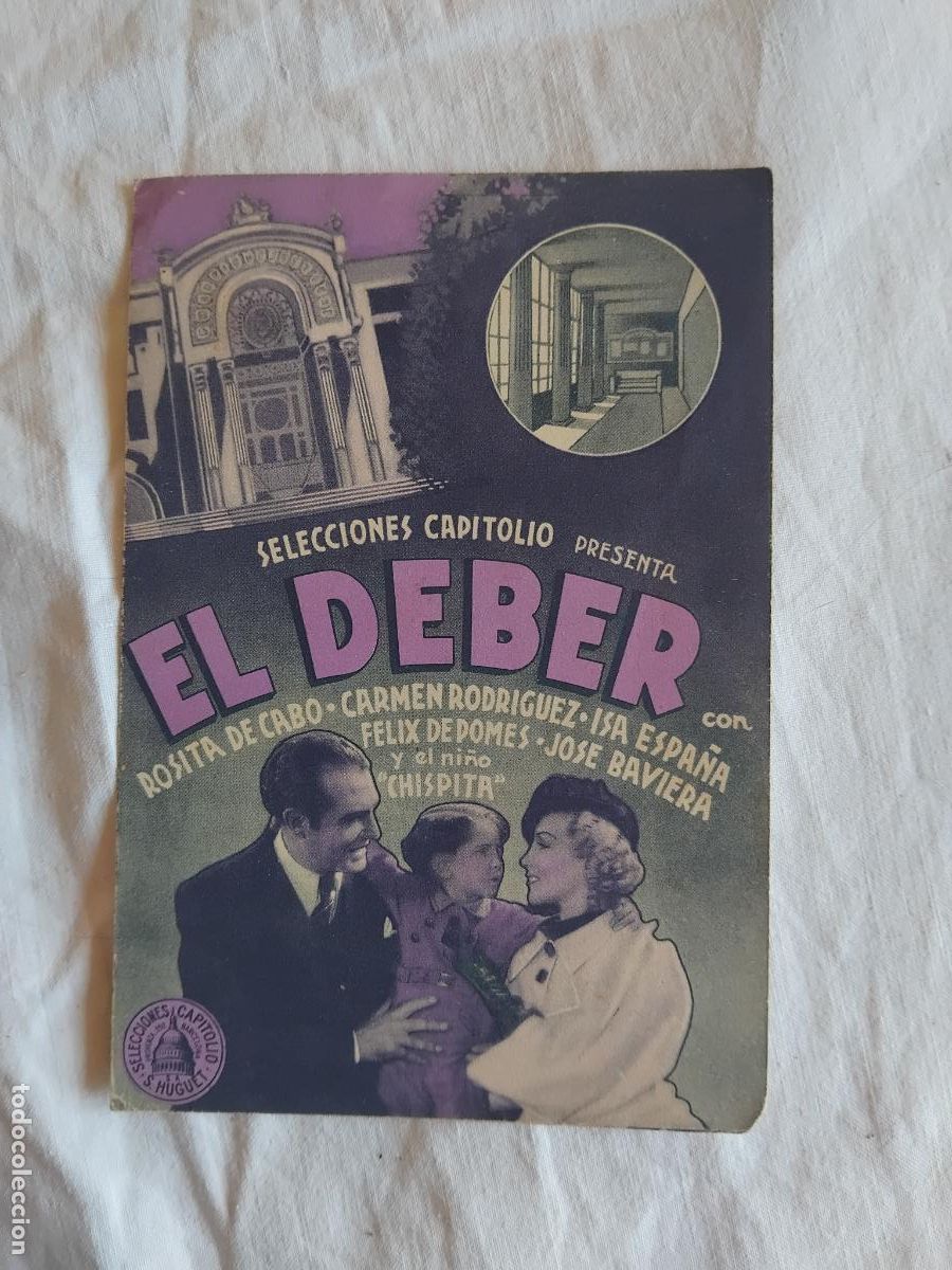 Cine: PROGRAMA DE CINE DOBLE EL DEBER. PRINCIPAL MODERN ESPECTACLES PUBLICS MUNICIPALIZATS. UGT - CNT.