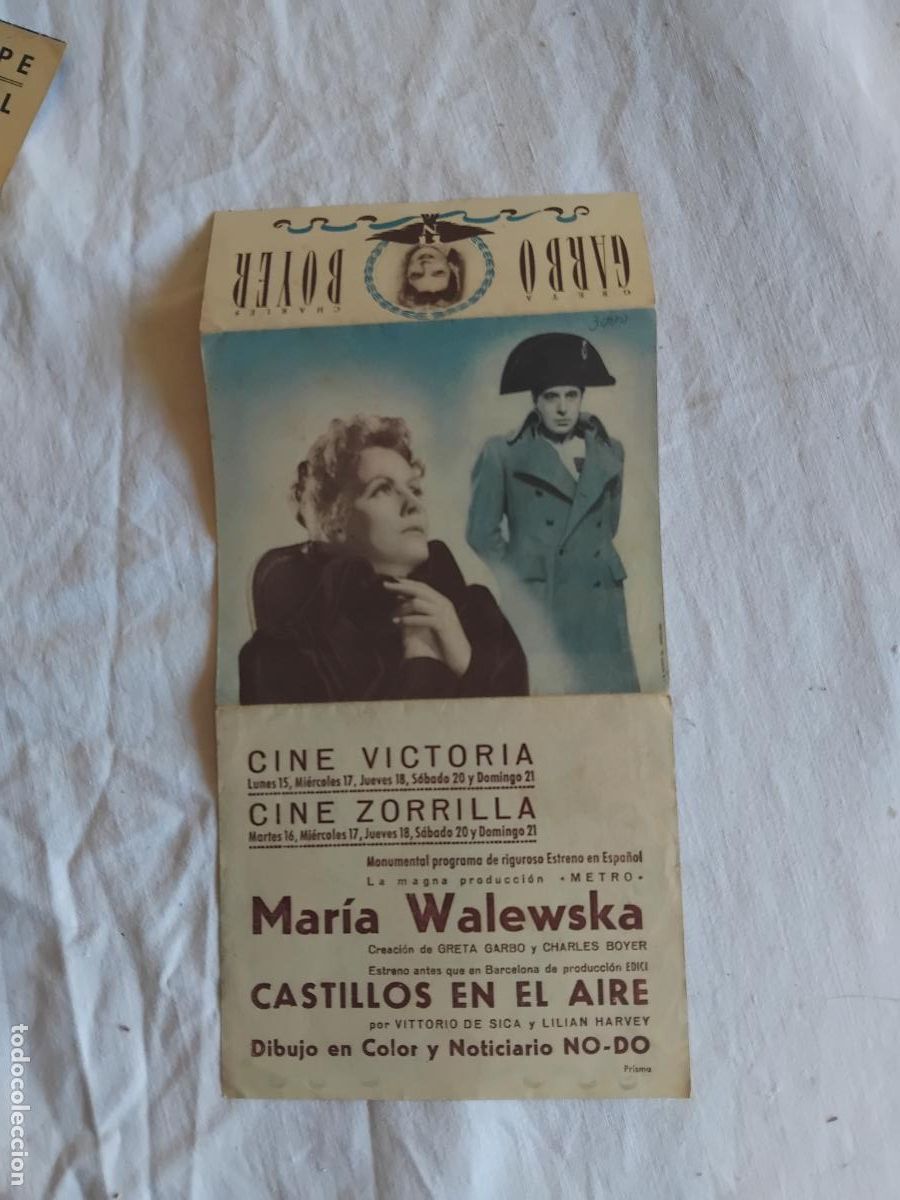 Cine: PROGRAMA DE CINE DOBLE. MARIA WALEWSKA. GRETA GARBO. CINES VICTORIA Y ZORRILLA. BARCELONA.
