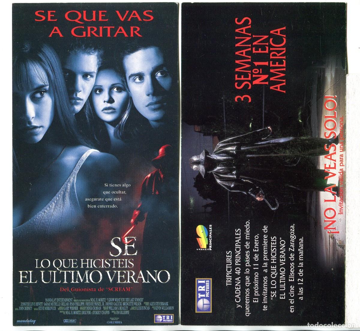 Folhetos de m&atilde;o de filmes antigos de cinema: S&Eacute; LO QUE HICISTEIS EL &Uacute;LTIMO VERANO, con Jennifer Love Hewit. ENTRADA DE PREESTRENO.