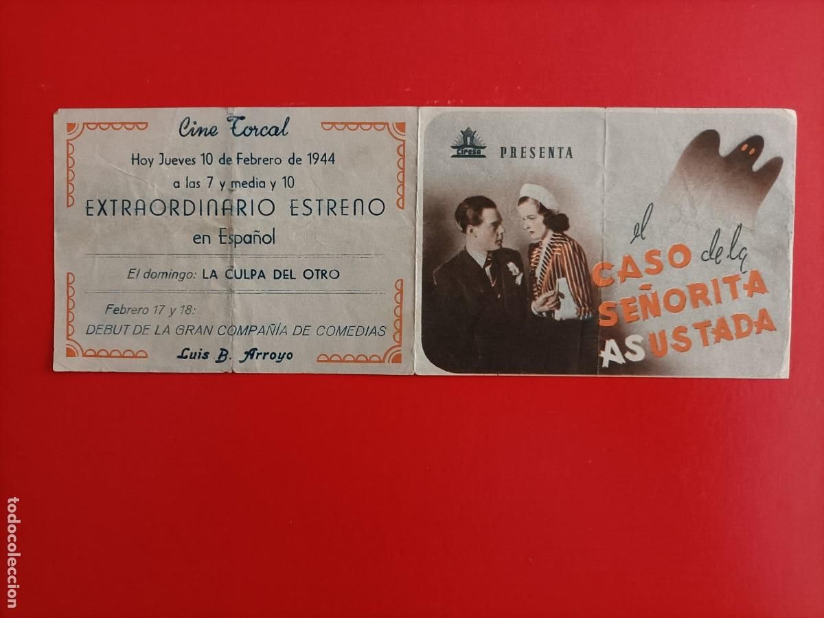Cine: EL CASO DE LA SE&Ntilde;ORITA ASUSTADA. C/P. CINE TORCAL. CREO ES DE RONDA. BUEN ESTADO. ES DOBLE.