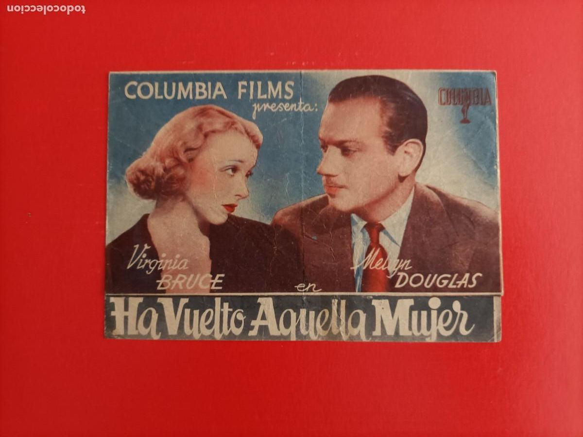 Cine: HA VUELTO AQUELLA MUJER. C/P. CINE LE PAR&Iacute;S. MELVYN DOUGLAS. DOBLE.