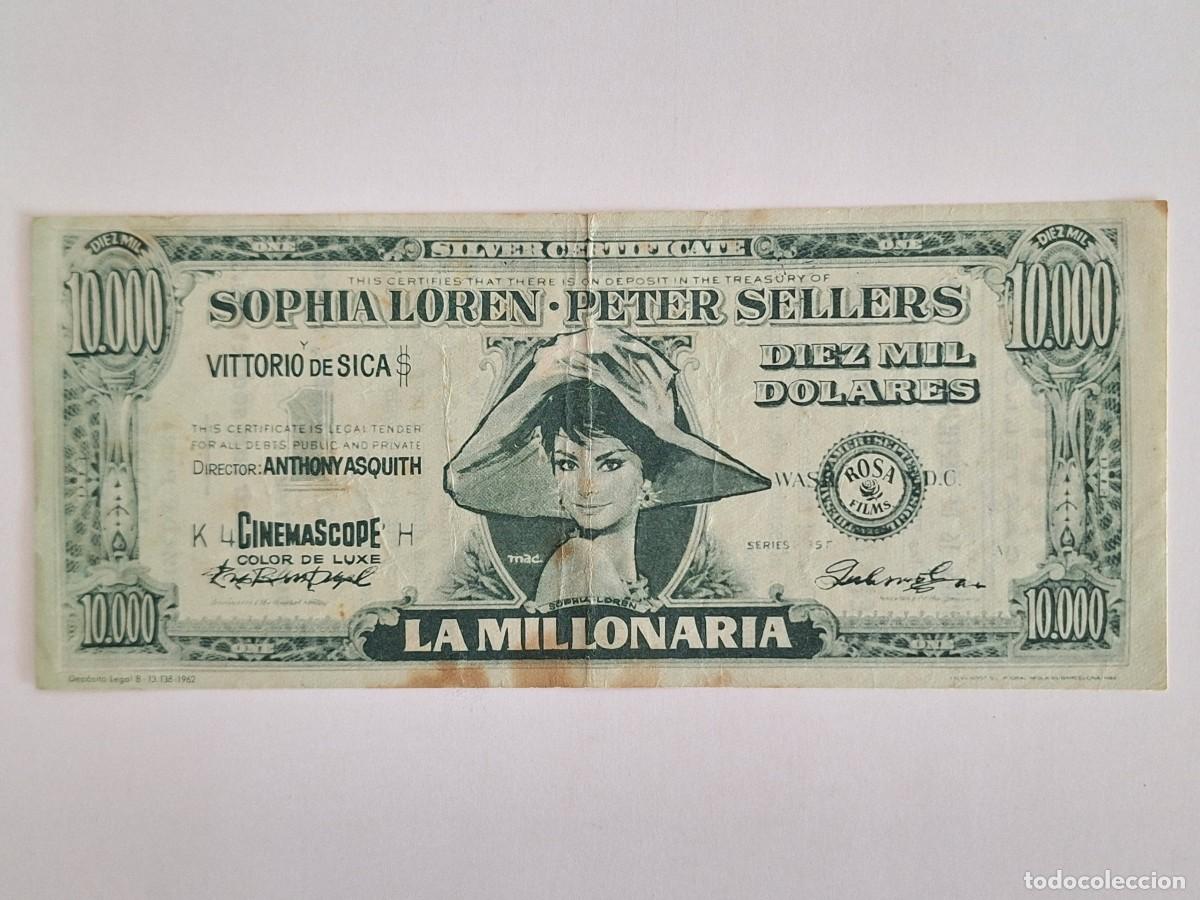 Cine: PROGRAMA DE CINE LA MILLONARIA SOFIA LOREN TEATRO CINE SINDICAL CASTELLON 1963 BILLETE 10000 DOLARES