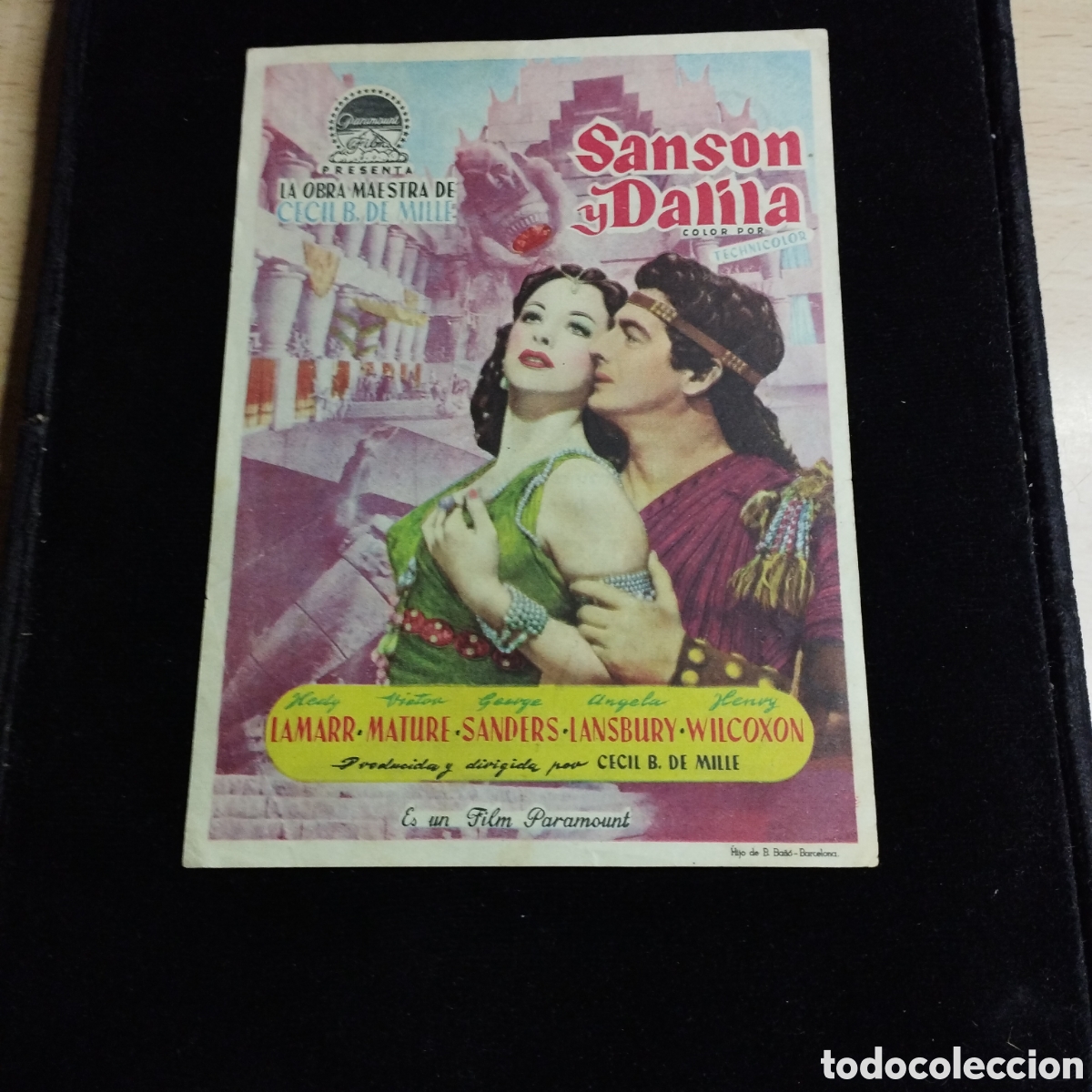 Cine: Programa de cine, sencillo, grande. Sans&oacute;n y Dalila. V&iacute;ctor Mature. Hedy Lamarr. 1953. Capitol