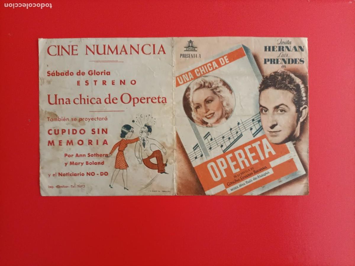 Cine: UNA CHICA DE OPERETA, C/P. CINE NUMANCIA. JOSITA HERNAN, FERNANDO FERNAN G&Oacute;MEZ. ES DOBLE,