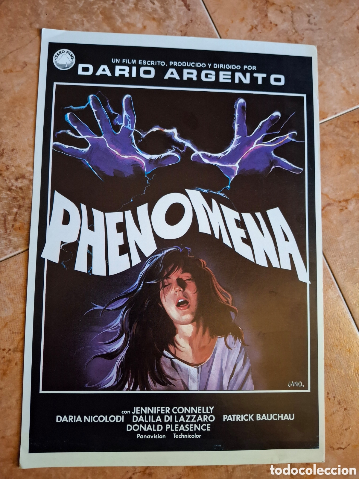 Cine: Folleto de mano original Phenomena (1985) - Dario Argento / Ilustraci&oacute;n Jano