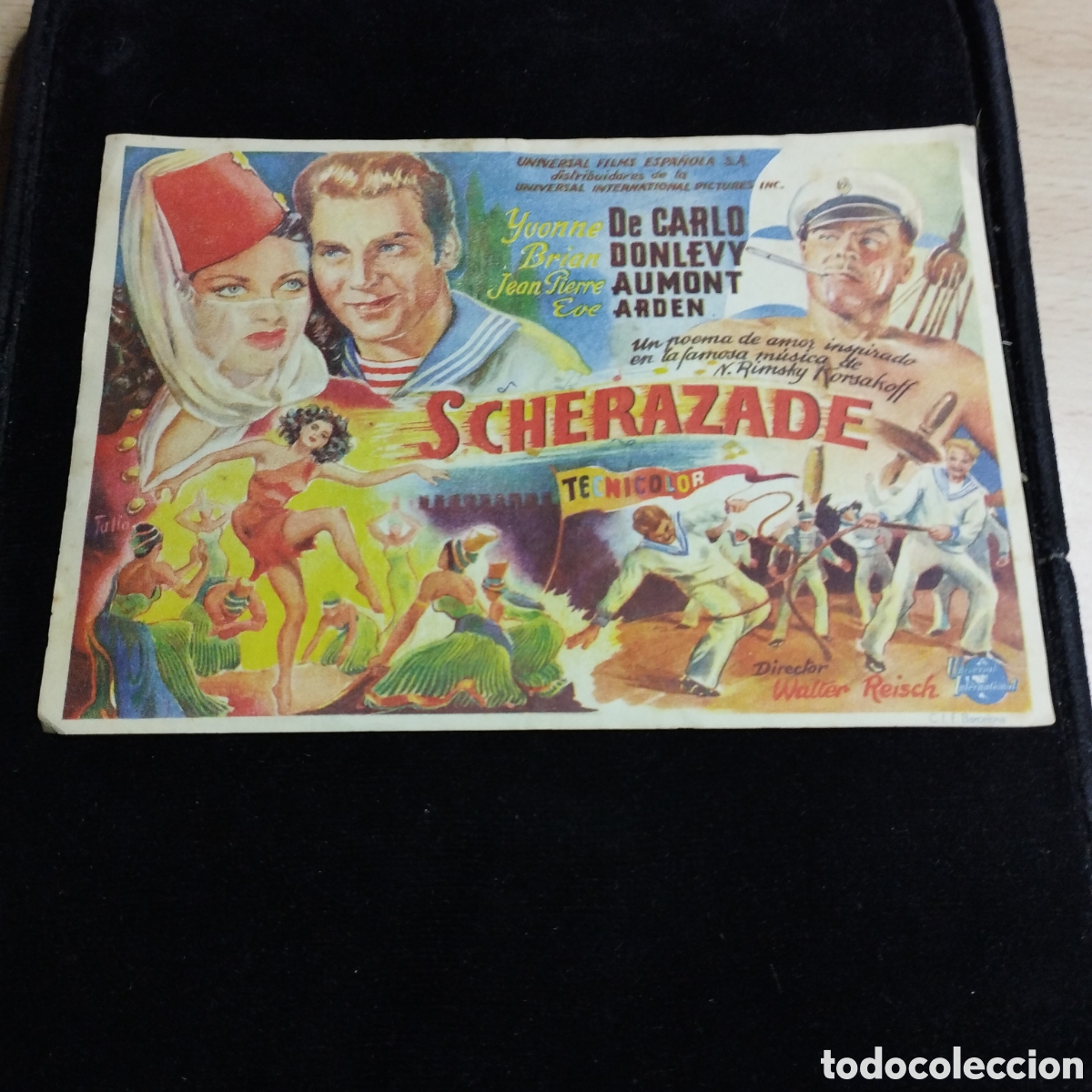 Cine: Programa de cine sencillo, grande. Scherazade. Yvonne de Carlo. 1948. Ateneo