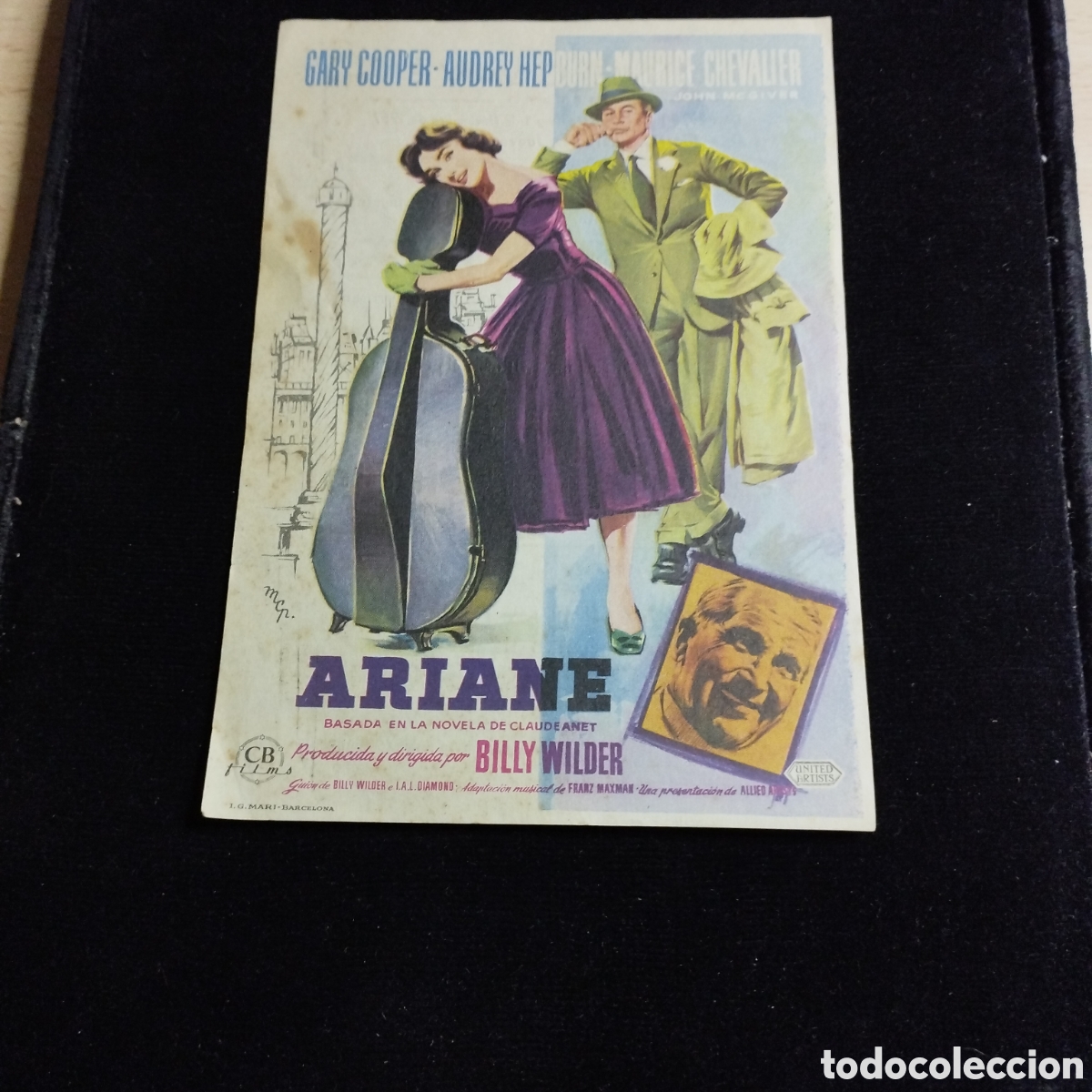 Cine: Programa de cine sencillo, grande. Ariane. Gary Cooper. Audrey Hepburn. 1957. Clav&eacute; Matar&oacute;