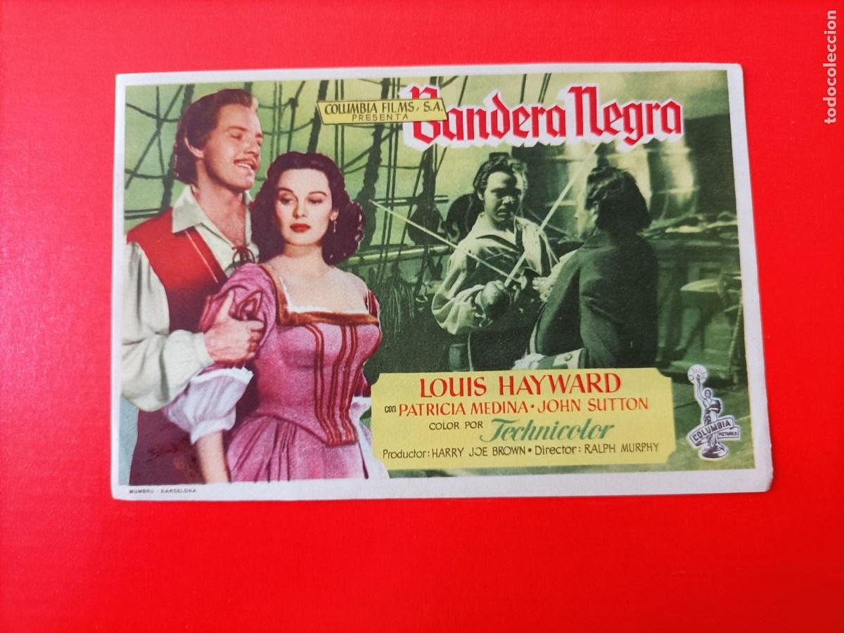 Cine: BANDERA NEGRA, EST&Aacute; NUEVO, LOUIS HAYWARD, PARICIA MEDINA. S/P.