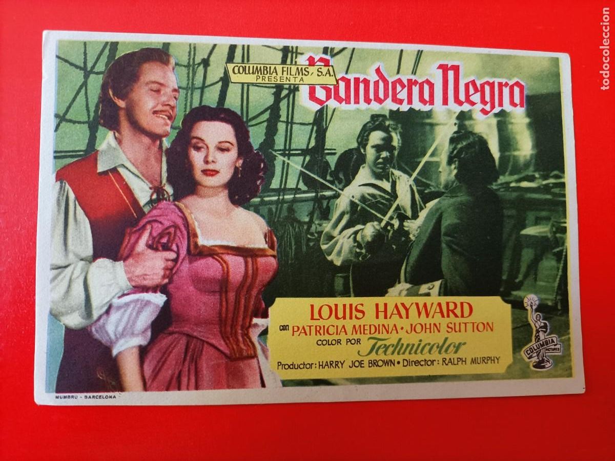 Cine: BANDERA NEGRA, EST&Aacute; NUEVO, LOUIS HAYWARD, PARICIA MEDINA. S/P.