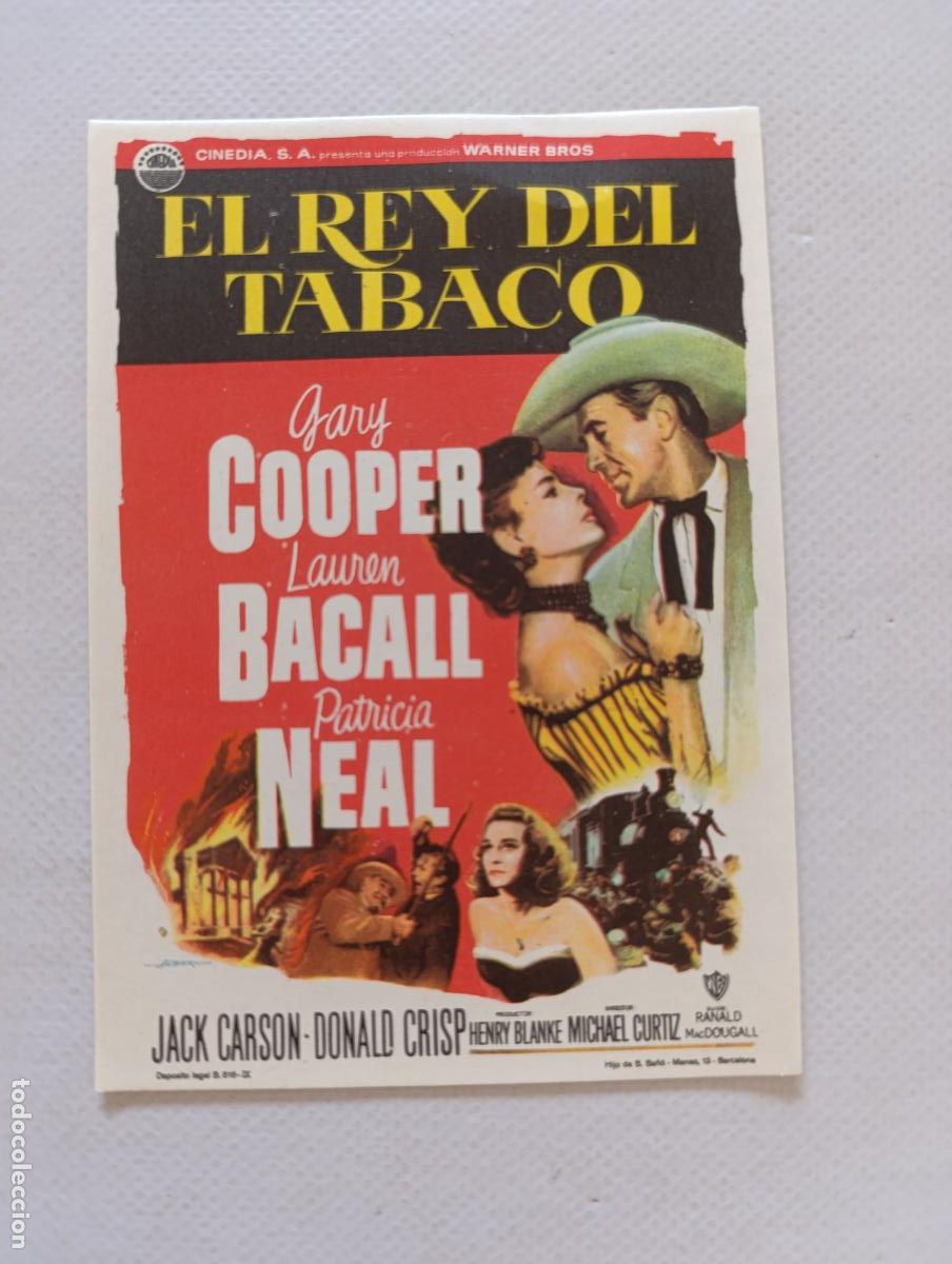 Cine: FOLLETO DE MANO - EL REY DEL TABACO - GARY COOPER, LAUREN BACALL - SIN PUBLICIDAD (150C)