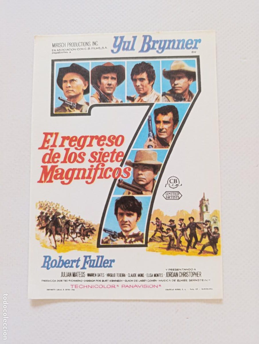 Cine: FOLLETO DE MANO - EL REGRESO DE LOS SIETE MAGNIFICOS - YUL BRYNNER - SIN PUBLICIDAD (150C)