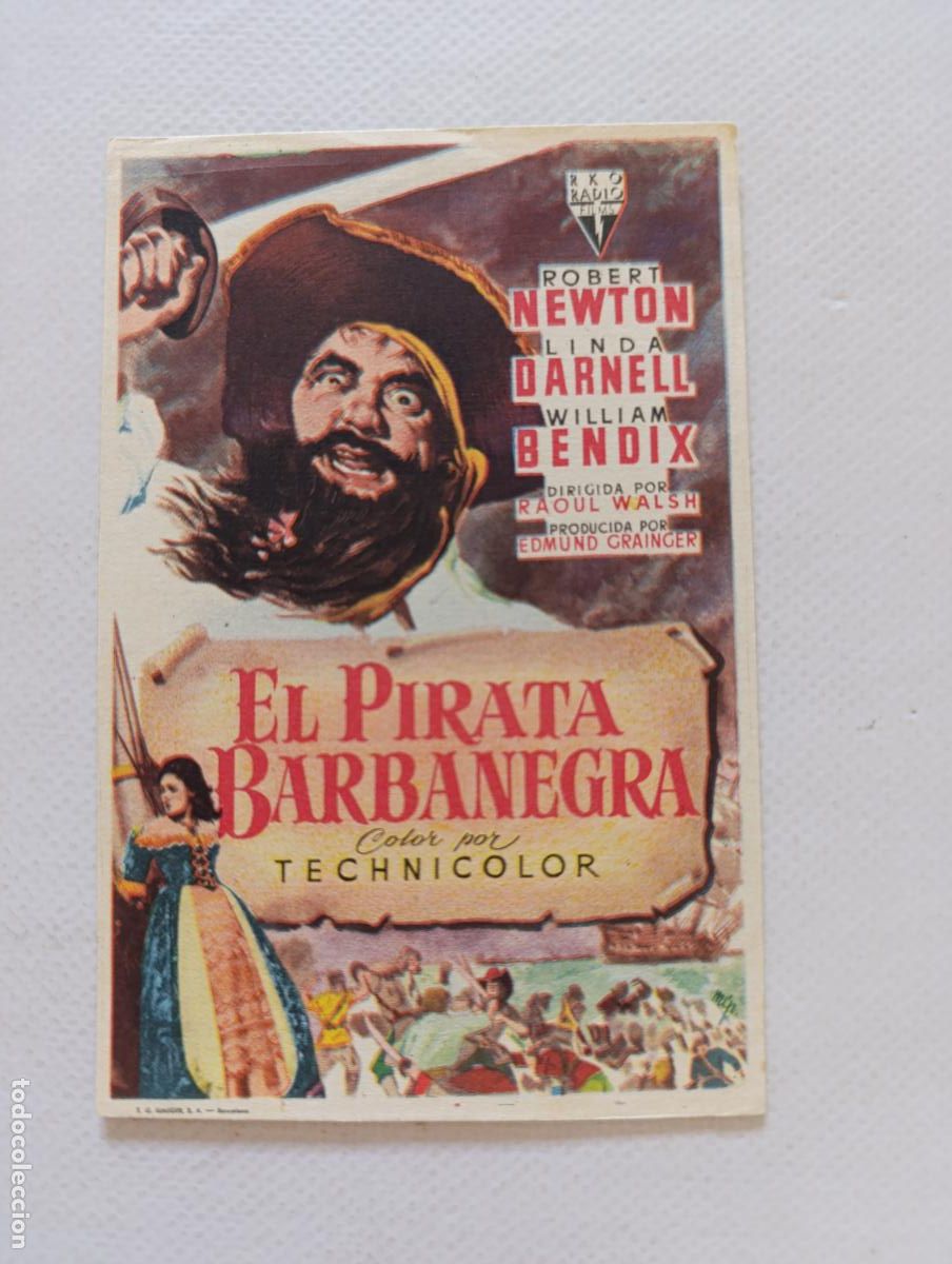 Cine: FOLLETO DE MANO - EL PIRATA BARBANEGRA - ROBERT NEWTON - SIN PUBLICIDAD (150D)