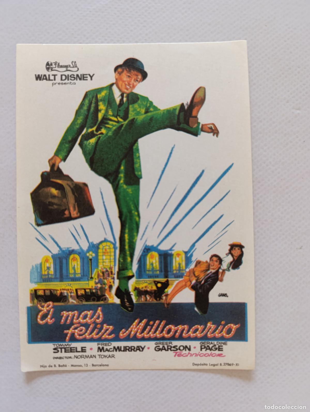 Cine: FOLLETO DE MANO - EL MAS FELIZ MILLONARIO - WALT DISNEY - SIN PUBLICIDAD (150F)