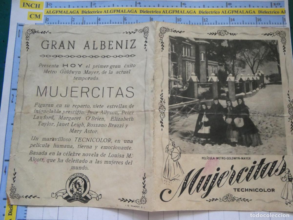 Cine: PROGRAMA DE MANO. PEL&Iacute;CULA MUJERCITAS. PUBLICIDAD CINE GRAN ALB&Eacute;NIZ M&Aacute;LAGA. 141