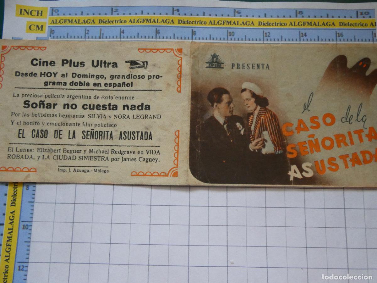 Cine: PROGRAMA DE MANO. PEL&Iacute;CULA EL CASO DE LA SE&Ntilde;ORITA ASUSTADA. PUBLICIDAD CINE PLUS ULTRA M&Aacute;LAGA 143