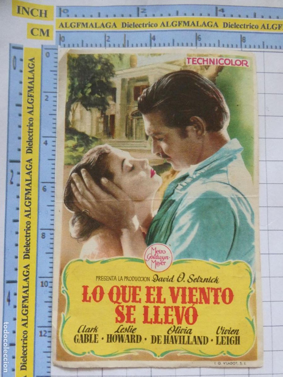 Cine: PROGRAMA DE MANO. PEL&Iacute;CULA LO QUE EL VIENTO SE LLEV&Oacute; PUBLICIDAD CINE GRAN ALB&Eacute;NIZ M&Aacute;LAGA 145