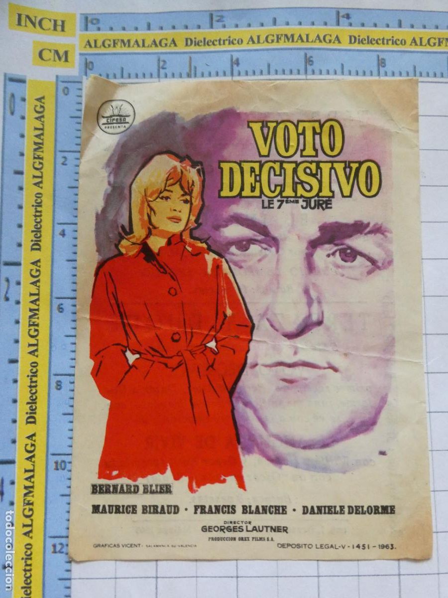 Cine: PROGRAMA DE MANO. PEL&Iacute;CULA VOTO DECISIVO. PUBLICIDAD CINE TERRAZA Y DUQUE M&Aacute;LAGA 154
