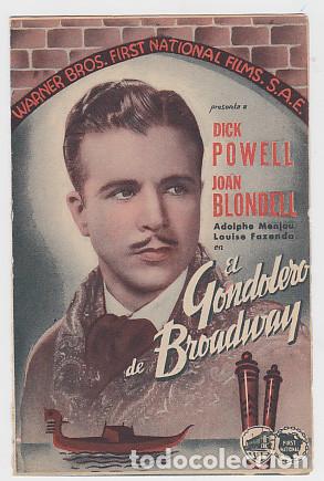 Cine: EL GONDOLERO DE BROADWAY (doble sin publicidad)