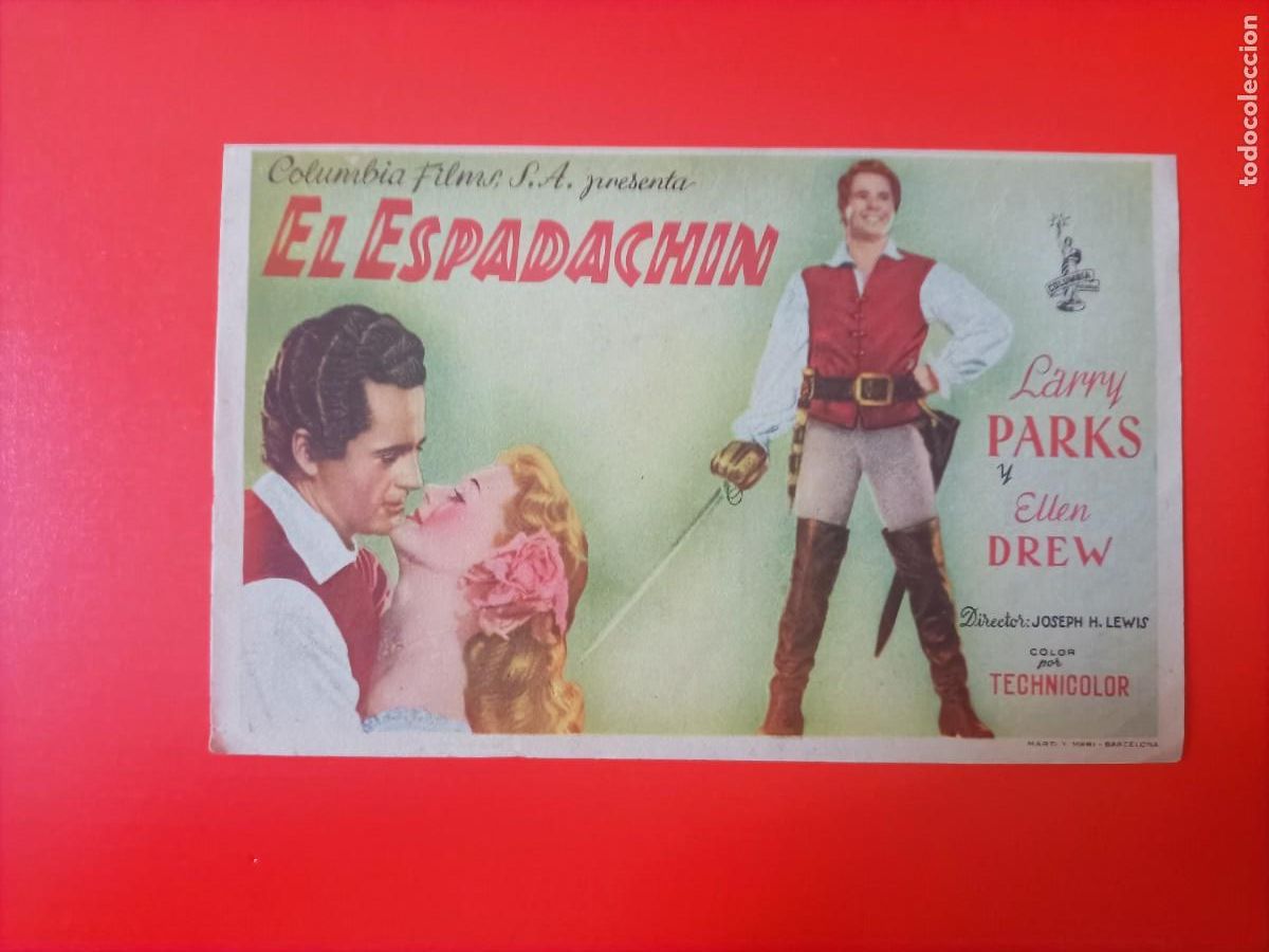 Cine: EL ESPADACHIN. C/P. MALAGA CINEMA, EST&Aacute; NUEVO. CON LARRY PARKS. APAISADO.