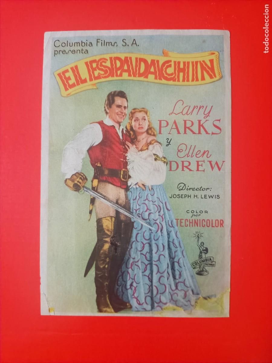Cine: EL ESPADACHIN. C/P. M&Aacute;LAGA CINEMA. CON LARRY PARKS. ELLEN DREW. ESQUINA INFERIOR REPARADA.