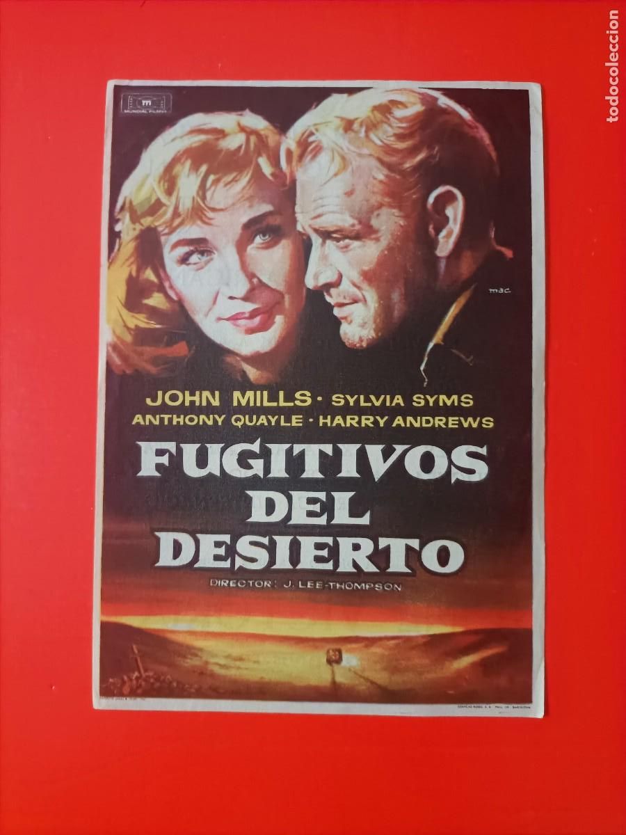 Cine: FUGITIVOS DEL DESIERTO. C/P. CINE VICTORIA ZARAGOZA. EST&Aacute; NUEVO. JOHN MILLS.