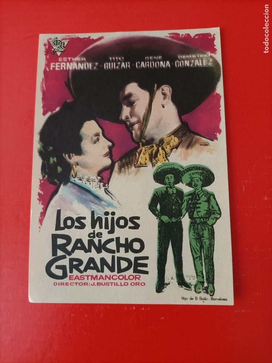 Cine: LOS HIJOS DE RANCHO GRANDE. EST&Aacute; NUEVO, ESTHER FERN&Aacute;NDEZ, TITO GUIZAR. S/P.