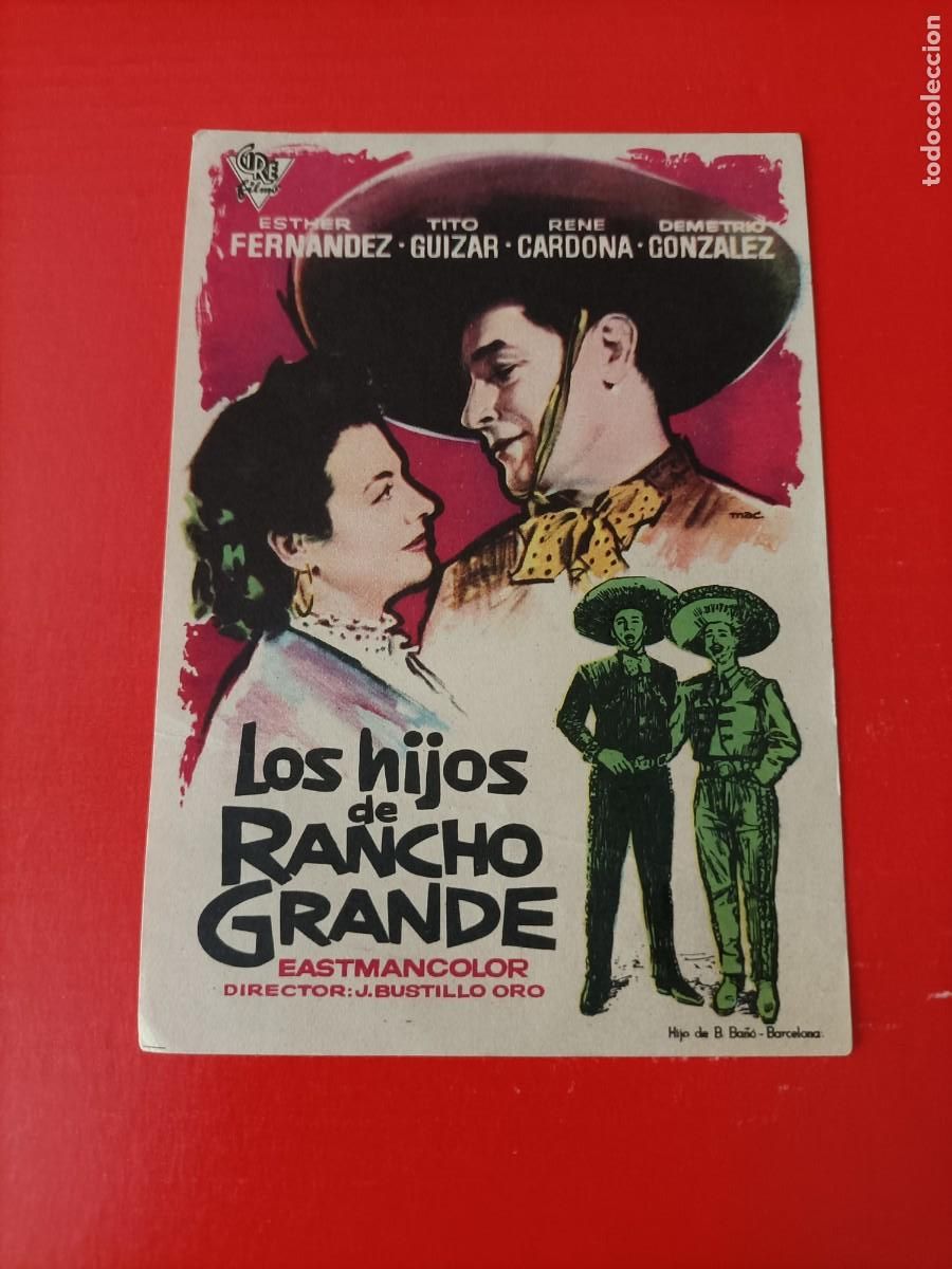 Cine: LOS HIJOS DE RANCHO GRANDE. EST&Aacute; NUEVO, ESTHER FERN&Aacute;NDEZ, TITO GUIZAR. S/P.