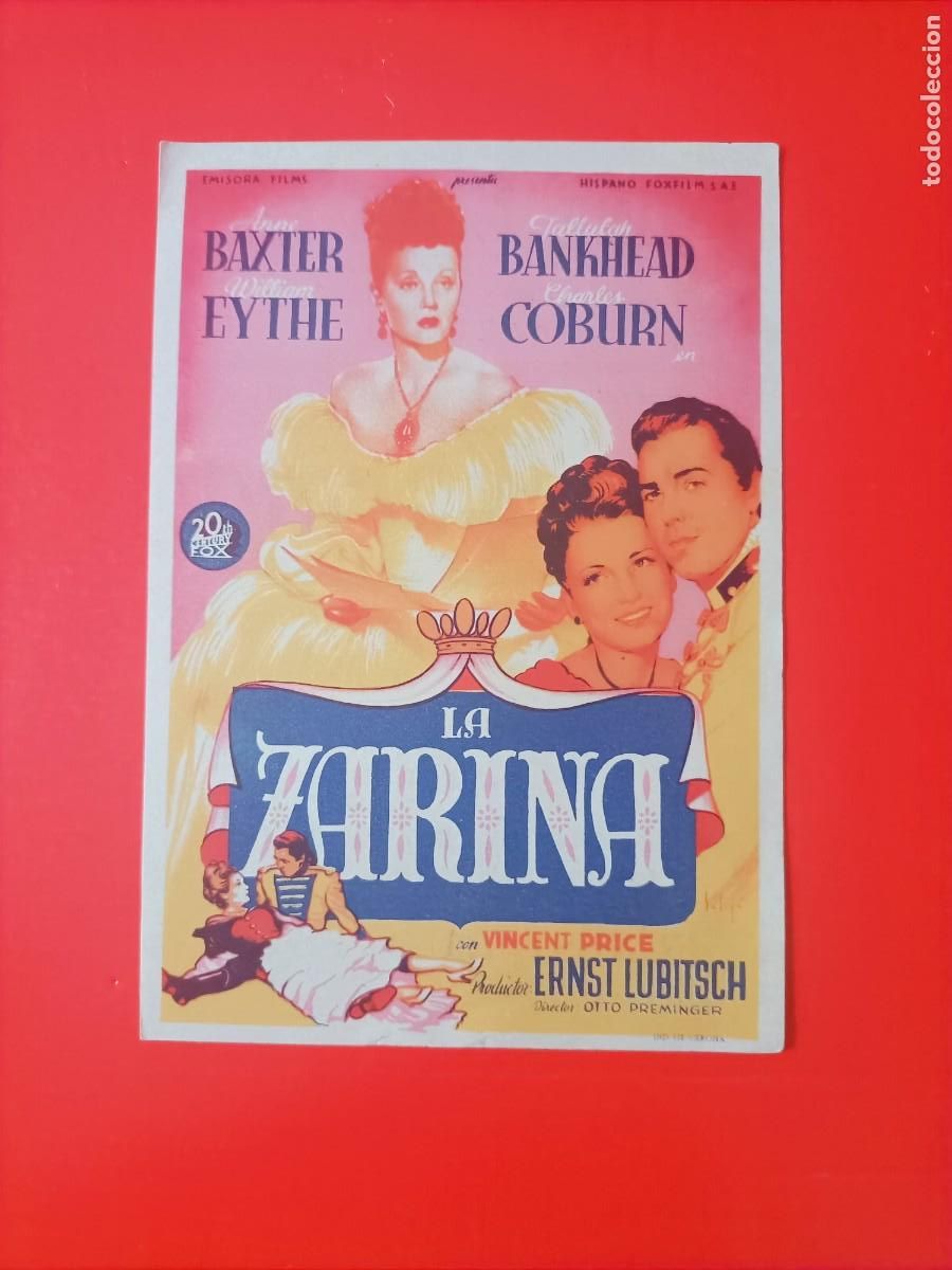 Cine: LA ZARINA. C/P. CINE GOYA, EST&Aacute; NUEVO. ANNE BAXTER, VINCENT PRICE.