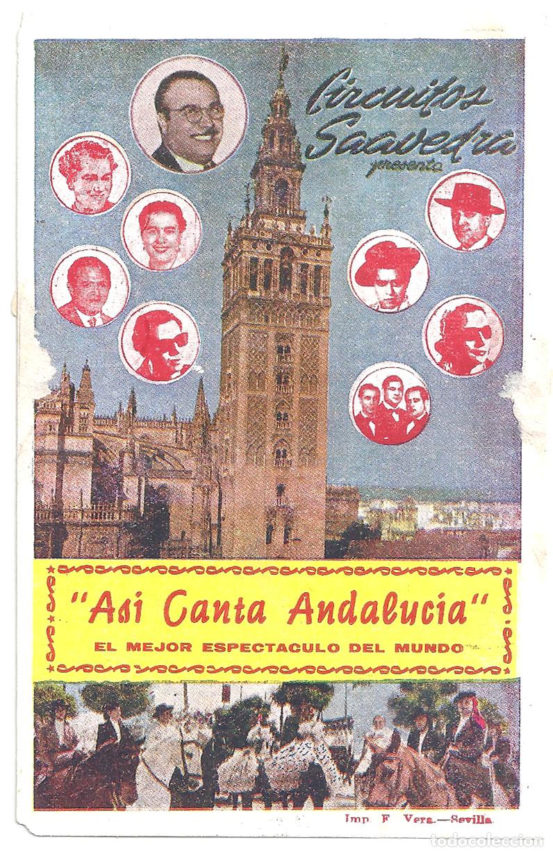  Foglietti di film di film antichi di cinema: PTCC 550 ASI CANTA ANDALUCIA PEPE MARCHENA FARINA NI&Ntilde;A DE LA PRUEBLA PROGRAMA PLANELLES FERIA