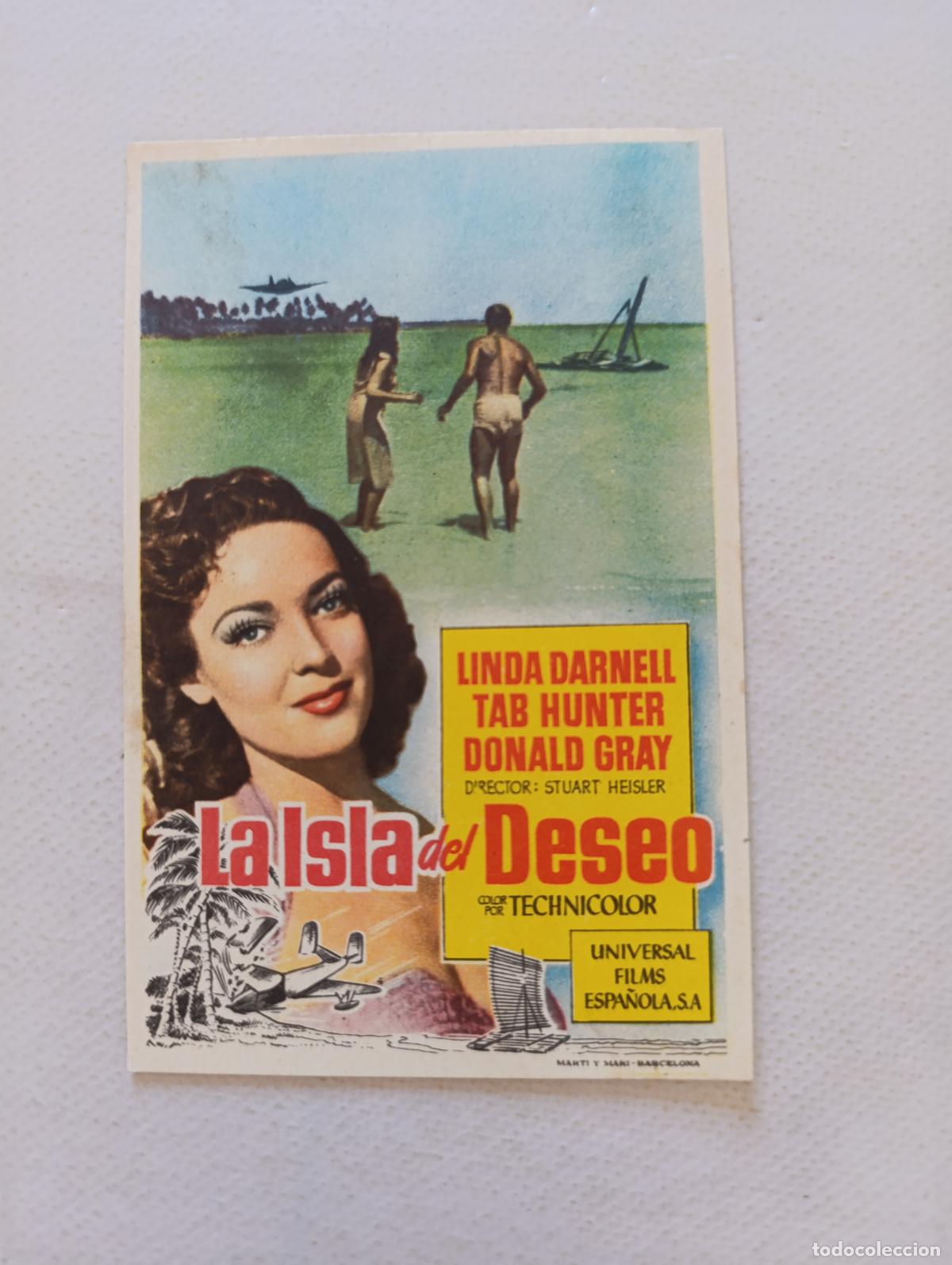 Cine: FOLLETO DE MANO - LA ISLA DEL DESEO - LINDA DARNELL - SIN PUBLICIDAD (150G)