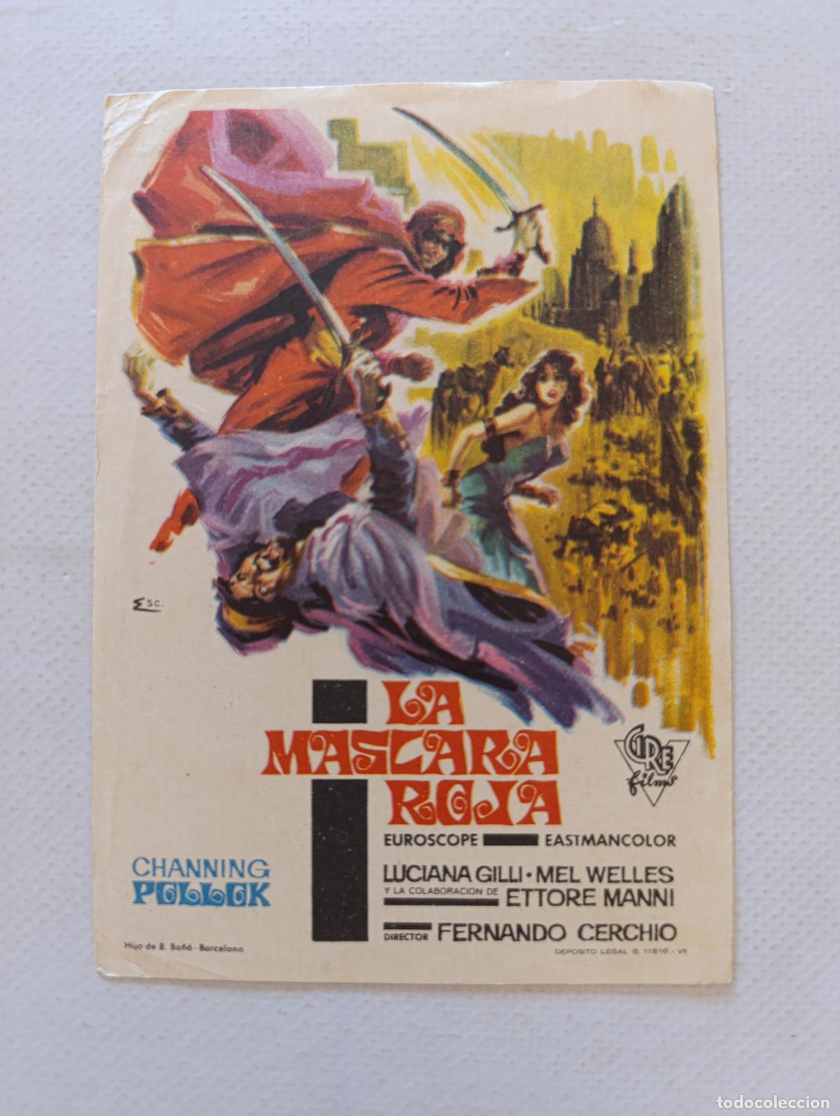 Cine: FOLLETO DE MANO - LA MASCARA ROJA - CHANNING POLLOCK - SIN PUBLICIDAD (150G)