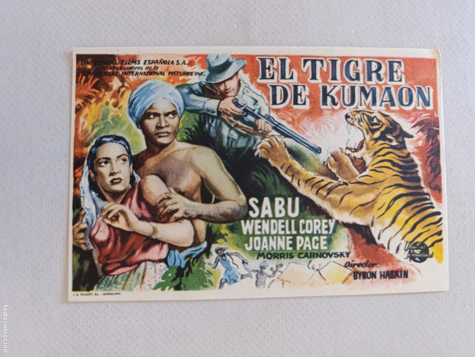 Cine: FOLLETO DE MANO - EL TIGRE DE KUMAON - SABU (150H)