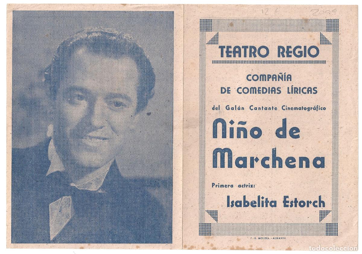  Foglietti di film di film antichi di cinema: PTCC 550 NI&Ntilde;O DE MARCHENA PROGRAMA DOBLE TEATRO REGIO