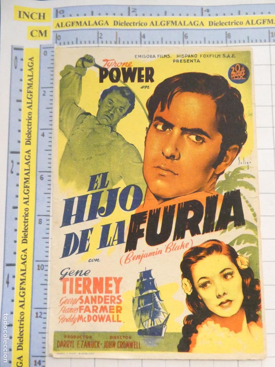 Cine: PROGRAMA DE MANO. PEL&Iacute;CULA EL HIJO DE LA FURIA PUBLICIDAD CINE MODERNO M&Aacute;LAGA. 164