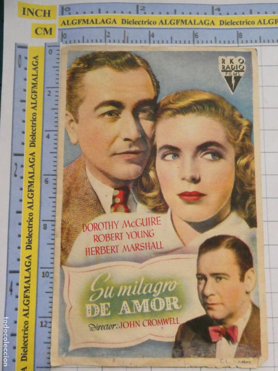 Cine: PROGRAMA DE MANO. PEL&Iacute;CULA SU MILAGRO DE AMOR PUBLICIDAD CINE CINEMA M&Aacute;LAGA. 165