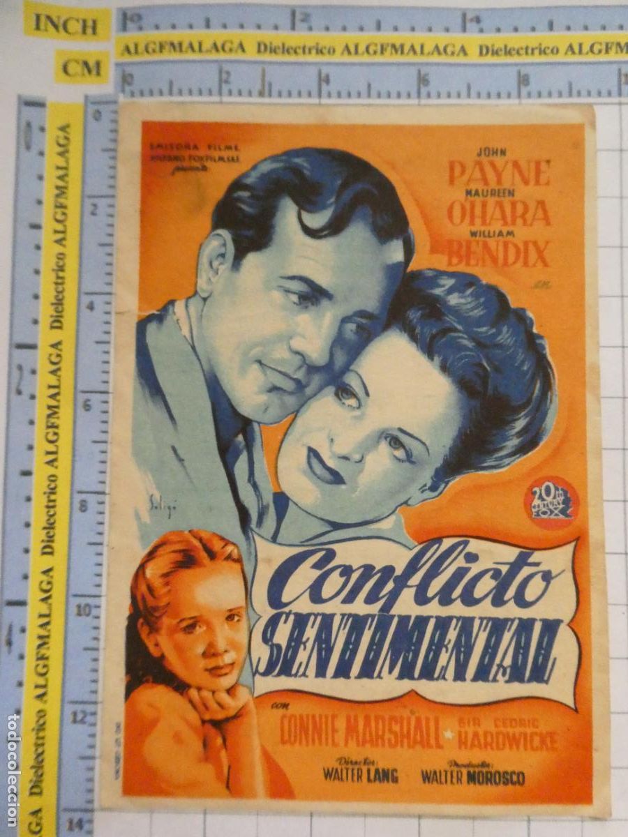 Cine: PROGRAMA DE MANO. PEL&Iacute;CULA CONFLICTO SENTIMENTAL PUBLICIDAD CINE CAPITOL M&Aacute;LAGA. 168