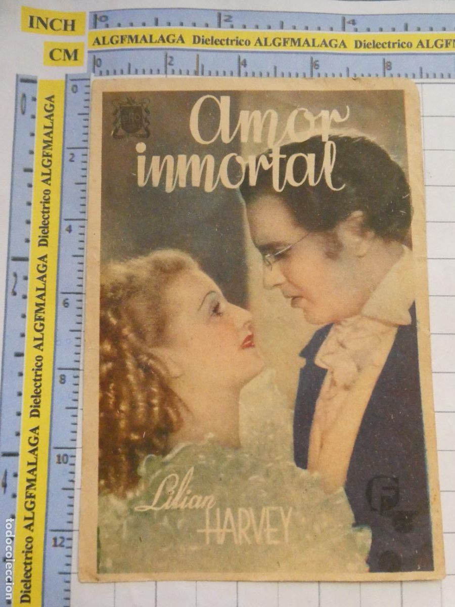 Cine: PROGRAMA DE MANO. PEL&Iacute;CULA AMOR INMORTAL PUBLICIDAD TEATRO PRINCIPAL M&Aacute;LAGA. 170