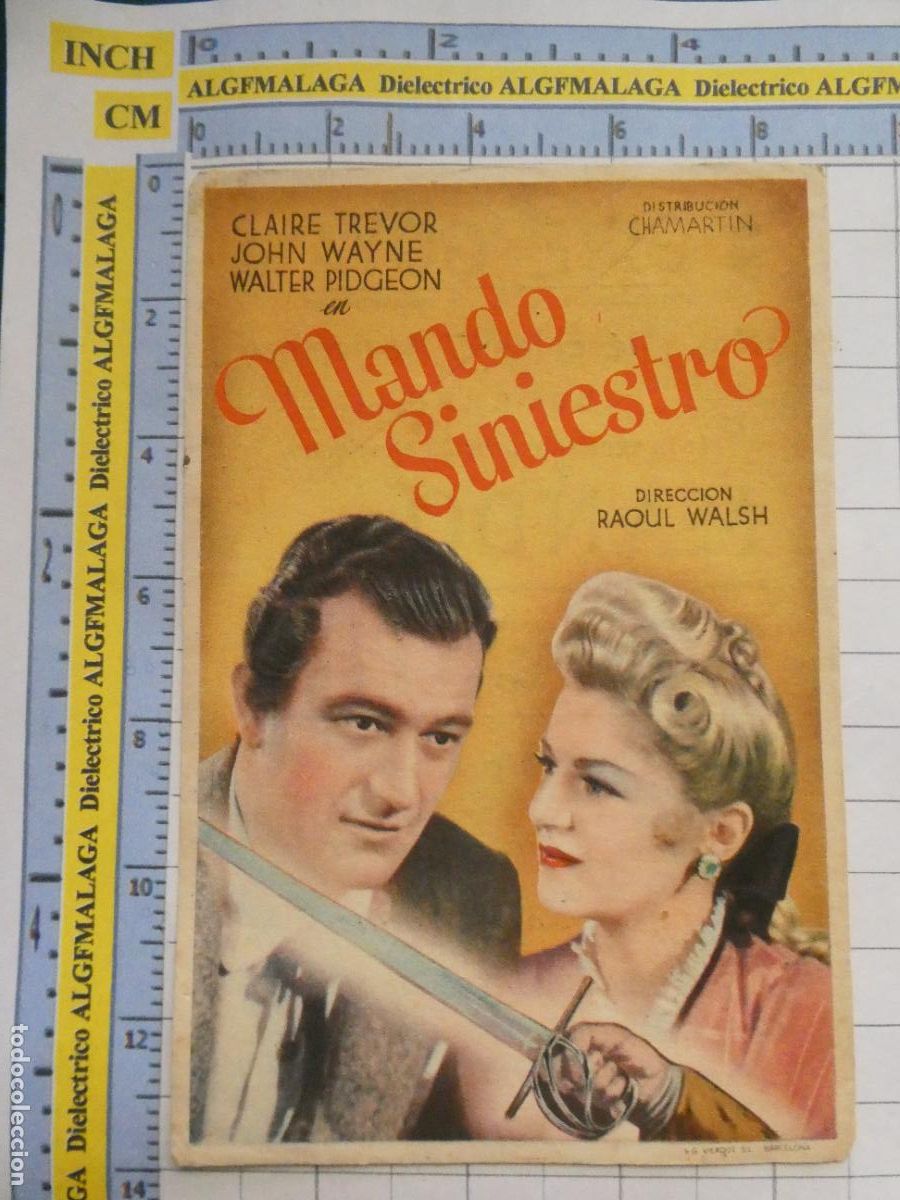 Cine: PROGRAMA DE MANO. PEL&Iacute;CULA MANDO SINIESTRO JOHN WAYNE PUBLICIDAD CINE GOYA M&Aacute;LAGA. 171