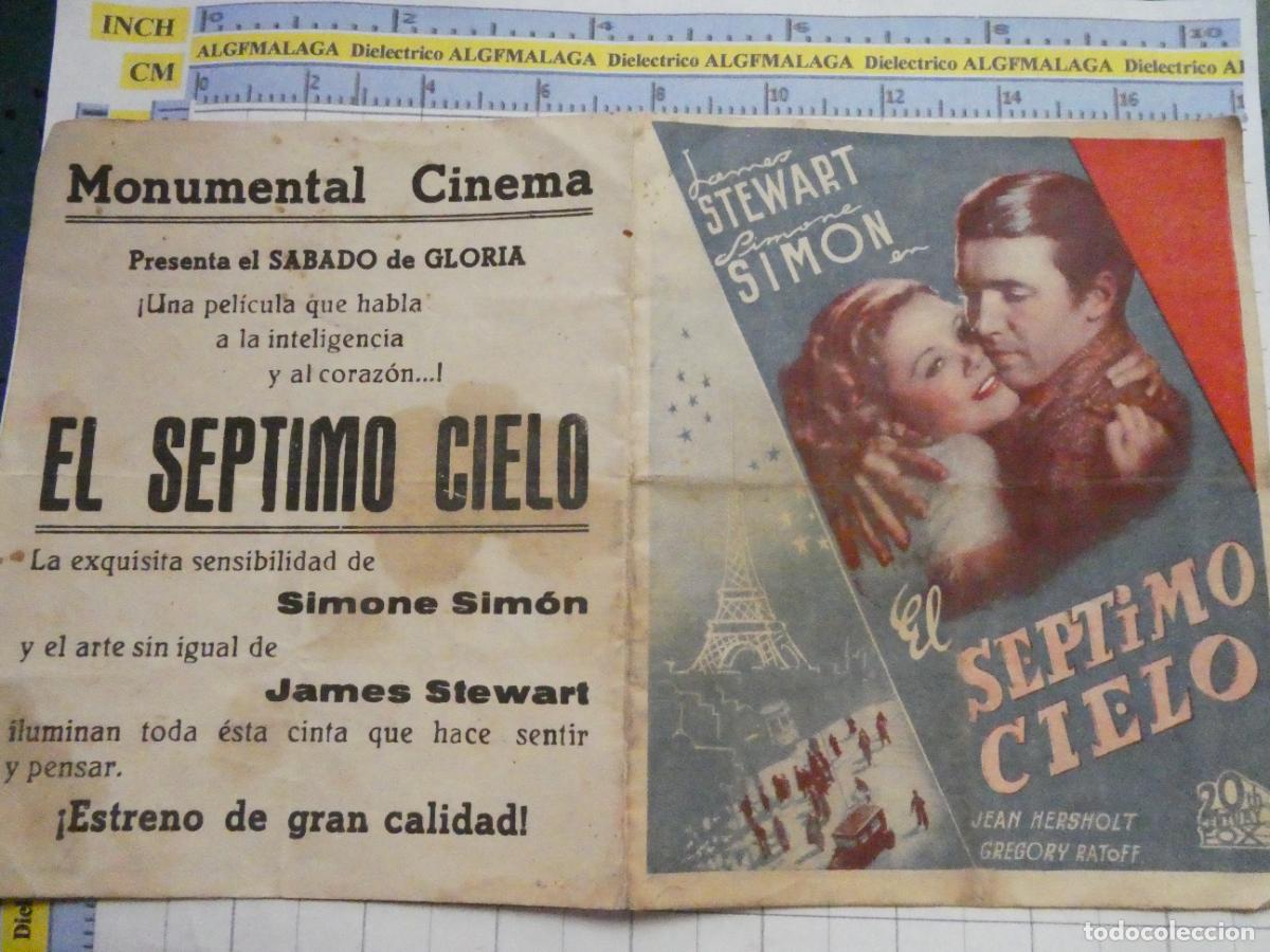 Cine: PROGRAMA DE MANO. PEL&Iacute;CULA EL S&Eacute;PTIMO CIELO PUBLICIDAD CINE MONUMENTAL CINEMA M&Aacute;LAGA. 175