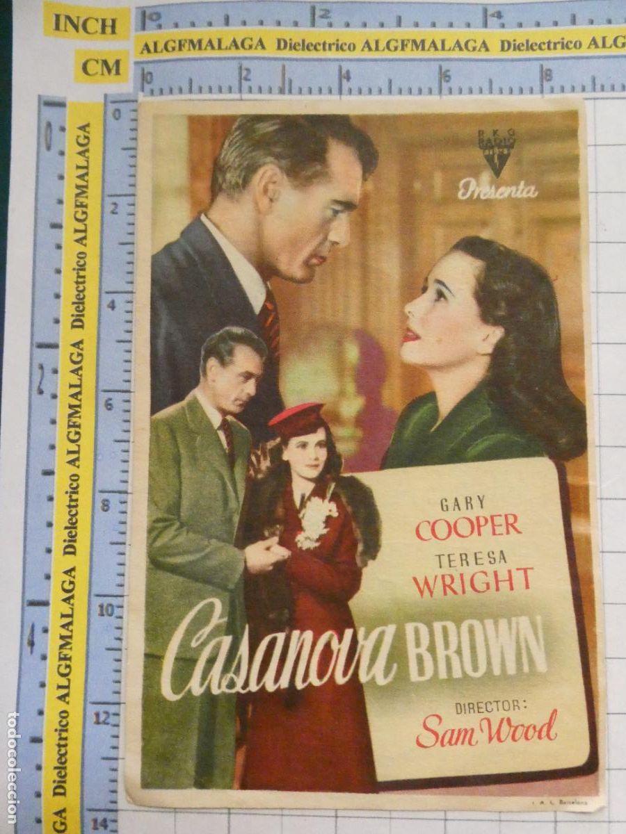 Cine: PROGRAMA DE MANO. PEL&Iacute;CULA CASANOVA BROWN GARY COOPER PUBLICIDAD CINE ECHEGARAY M&Aacute;LAGA. 178