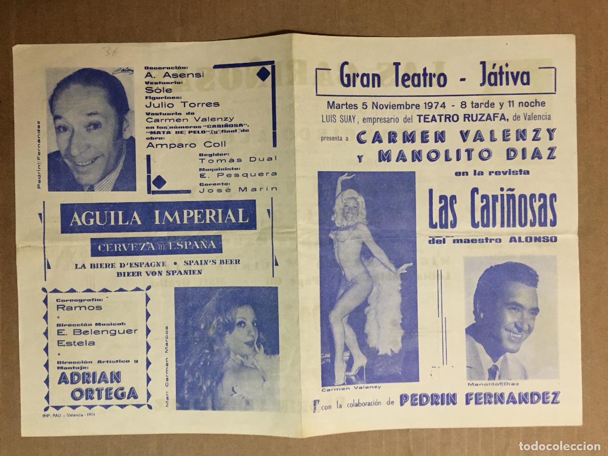 Cine: PTCC 550 LAS CARI&Ntilde;OSAS CARMEN VALENZY PROGRAMA DOBLE GRAN TEATRO JATIVA 1974