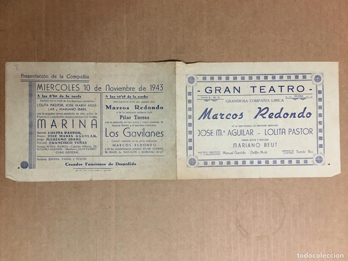 Cine: PTCC 550 COMPA&Ntilde;IA MARCOS REDONDO PROGRAMA DOBLE GRAN TEATRO ELCHE 1943