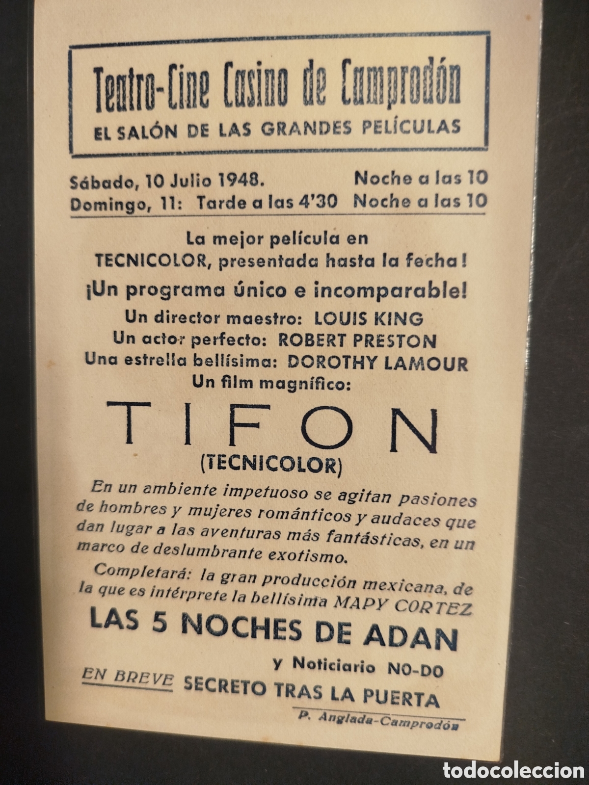 Cine: TIF&Oacute;N PROGRAMA DE MANO 1948 - Foto 2