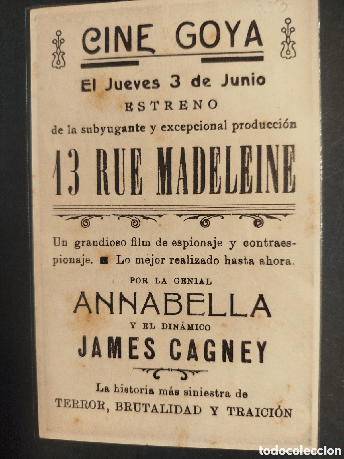 Cine: 13 RUE MADELEINE PROGRAMA DE MANO - Foto 2