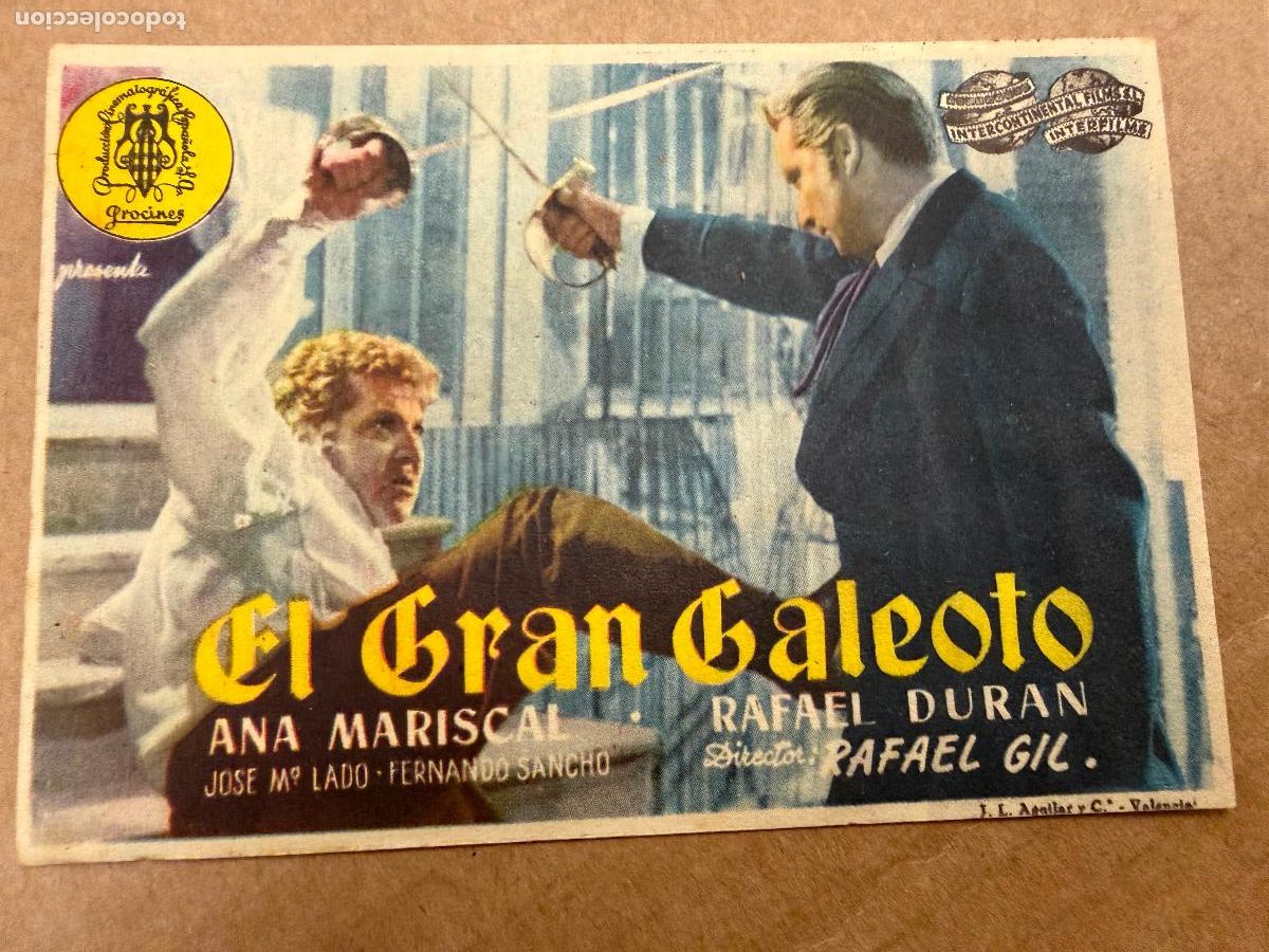 Kino: EL GRAN GALEOTO. Mide unos 12x8cms. Antiguo programa de cine